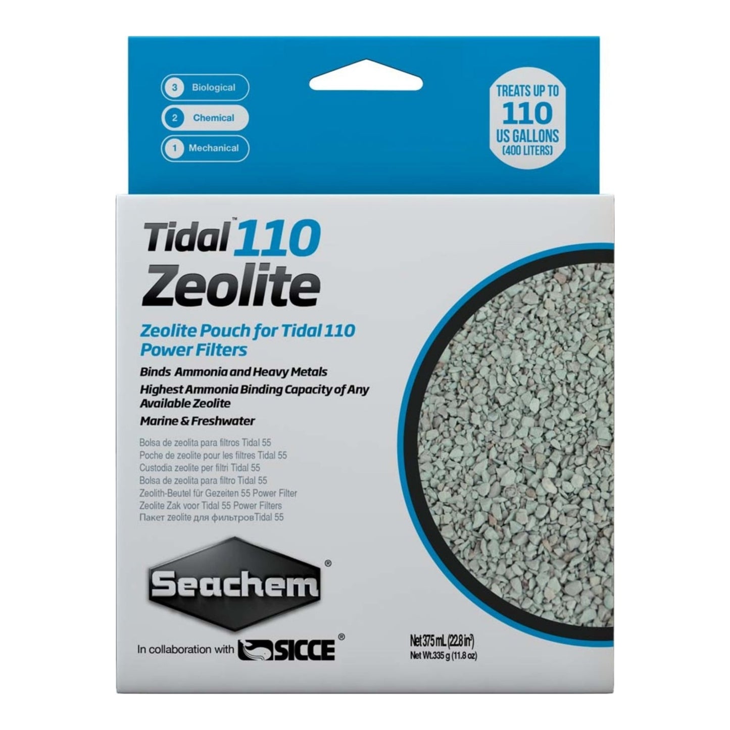 Seachem Laboratories Tidal Zeolite Ammonia and Heavy Metals Binding Media 1ea/375 ml