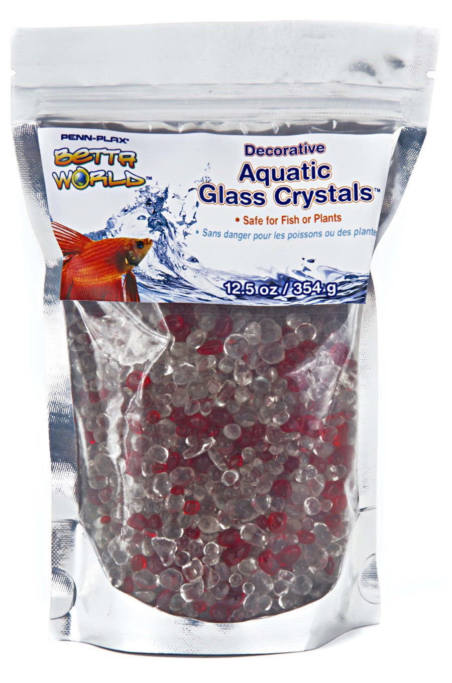 Penn-Plax Betta World Aquatic Glass Crystal Décor White, Red 1ea/12.5 oz