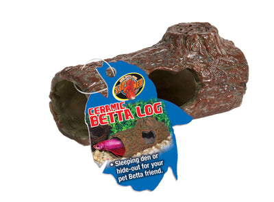 Zoo Med Ceramic Betta Log Aquarium Ornament Brown 1ea/4.25 in, SM