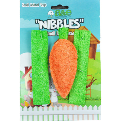 A &E Cages Nibbles Small Animal Loofah Chew Toy Carrot Celery; 1ea