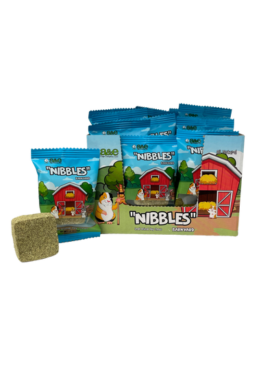 A and E Cages Barnyard Nibbles Hay Chew Small Animal Bites Round 32pc Display